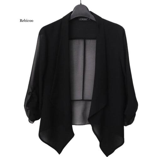 Summer New Womenschiffon Cardigan All-Match Thin Short Jacket Tops Female Coat Shawl Sunscreen Clothing Plus Size 5Xl