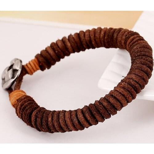 New Genuine Leather Bracelets Men Women Braided Handmade Punk Charm Bracelets Men Jewelry