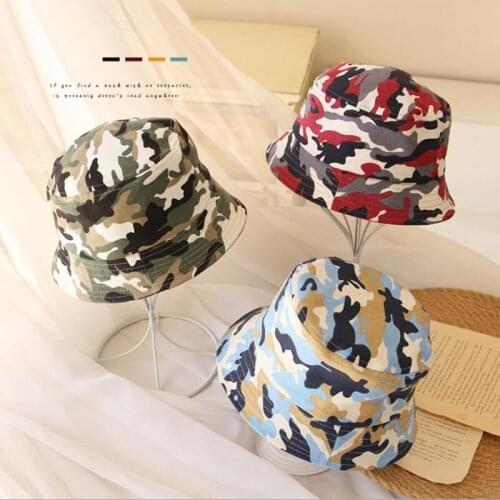 2021 New Kids Girls Boys Fashion Camouflage Bucket Hat Children Stylish Sun Hat for Travel Beach Daily Wear