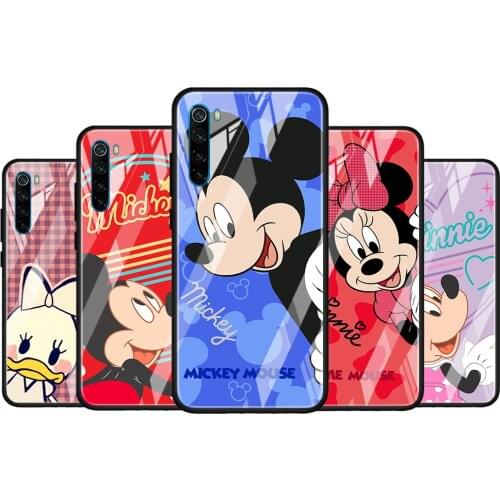 Mickey cartoon couple for Xiaomi Redmi K40 K30 K20 Pro Plus 9C 9A 9 8A 7 Luxury Shell Tempered Glass Phone Case Cover