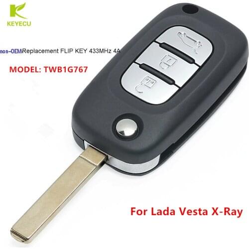 KEYECU Replacement Uncut Flip Remote Key 3B 433MHz PCF7961M 4A for Lada Granta Kalina Priora Vesta X-RAY XRAY 2015-2019 TWB1G767