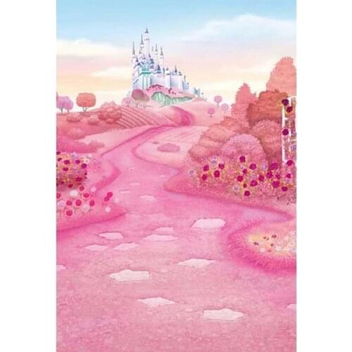 Nitree Photo Studio Props Castle Backdrops Pink Trees Vinyl Background For Childrens Birthday Photography NI-20203214