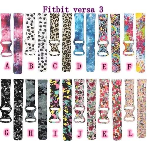 Silicone Pattern Printed Watchband for Fitbit Versa 3 Women Men Floral Bracelet Band for fitbit Sense / Versa3 Smart Watch Strap