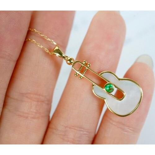 SX527 Solid 18K Yellow Gold Nature Green Emerald Gemstones Pendants Necklaces for Women Fine Jewelry for Women Gifts