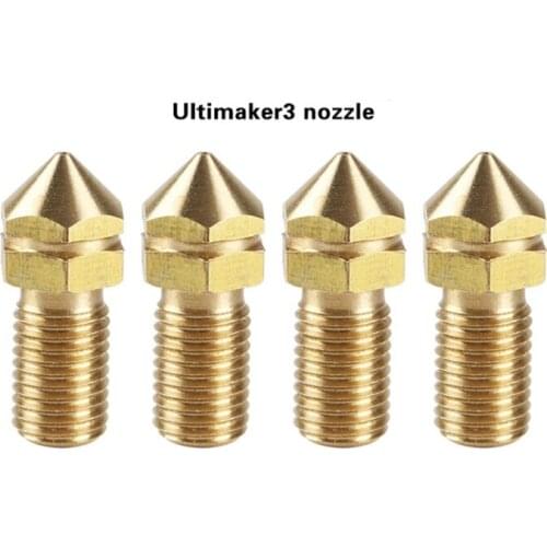 Ultimaker3 3DPrinter Replace Print Brass Nozzle 0.4mm For Ultimaker 3 Spare Parts 3.0mm Filament 4Pcs/set