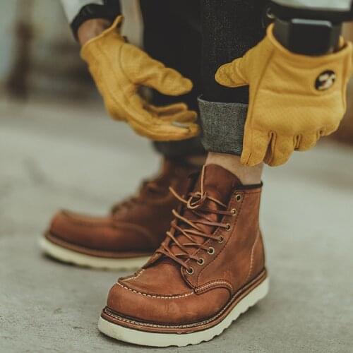 Spring Autumn New Retro Genuine Leather Men Ankle Equestrian Boots Cross-tied Sewing Male Short Motorcycle Botas 20201103
