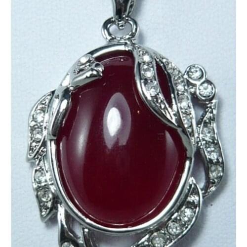 Womens fashion gold plated bag with Red Jade Pendant Necklace