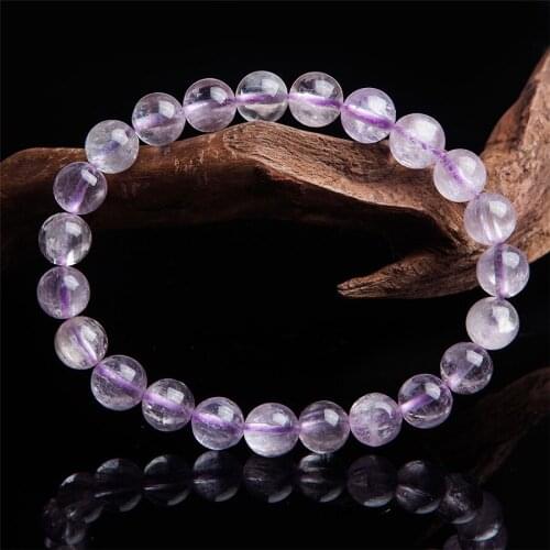 8mm Drop Shipping Women Genuine Purple Kunzite Gems Natural Stone Round Bead Fashion Jewelry Charm Crystal Bracelet Femme