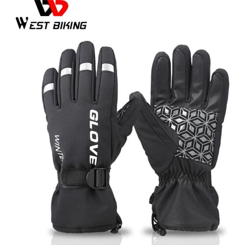 Winter Thermal Full Finger Touch Screen Cycling Gloves Reflective Windproof Warm Bike Gloves Waterproof Bicycle Glove Men Women