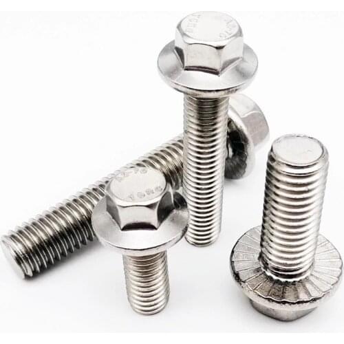 1/10pcs M5 M6 M8 M10 M12 304 Stainless Steel Hexagon Head with Serrated Flange Cap Screw Hex Washer Head Bolt