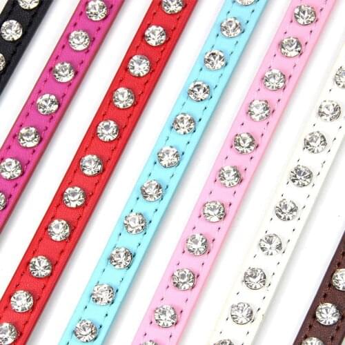 1PC Adjustable Rhinestone Cat Collar Pet Necklace For Small Puppy Leather Creative Pet Accessories