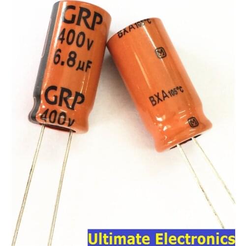 10pcs 6.8uF 400V GRP BXA Series 10x20mm 400V6.8uF Long Life Aluminum Electrolytic Capacitor