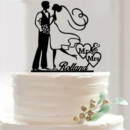 100pcs/lot Creative MR&MRS Rolland design wedding cake inserted card Wedding Cake Topper Party Cake Decorations