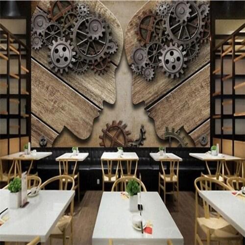 3D Photo Wallpaper for Living Room Coffee Shop 3D Wall Murals Modern Industry Gear Individuality Wallpaper 3D Wall Sticker Mural