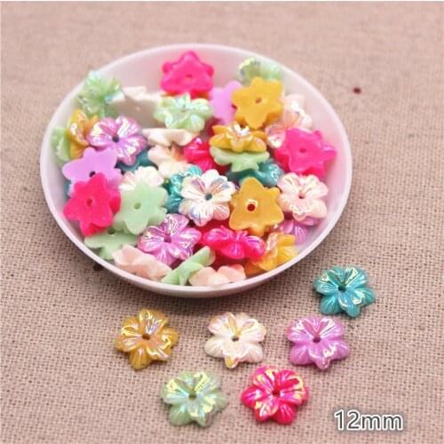 50pcs 12mm Mix AB Colors Resin Flower Flatback Cabochon DIY Jewelry Phone Craft Decoration