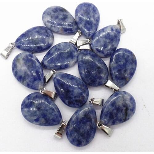 50Pcs 24x16x5mm Wholesale Natural Blue Sodalite Teardrop Pendant Bead DIY Earrings Handmade Jewelry Accessories S728