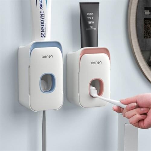 ABS Automatic Toothpaste Dispenser Toothpaste Squeezer Wall Mount Toothbrush Rack Holder For Bathroom Accessories