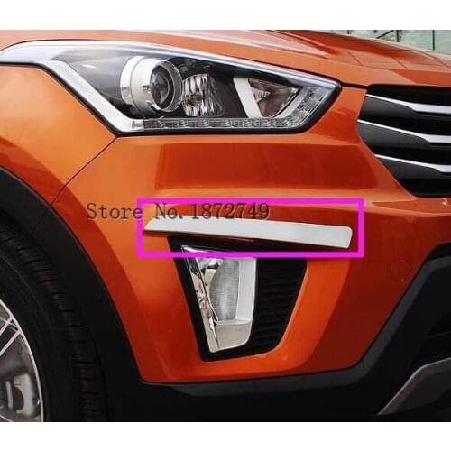 Car front fog lamp lights eyebrow ABS Chrome trims 2pcs/set for Hyundai 2014 2015 Ix25 Creta