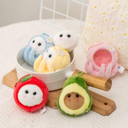 10cm New Fruit Avocado Keychain Cute Strawberry Doll Octopus Plush Toy Stuffed Toys Women Ladies Bag Pendant Nice Gift For Girl