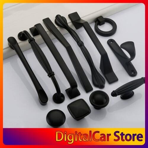 Cabinet Pull Black Door Handles Wardrobe Drawer Kitchen Handles for Furniture Handles Hardware Accessories
