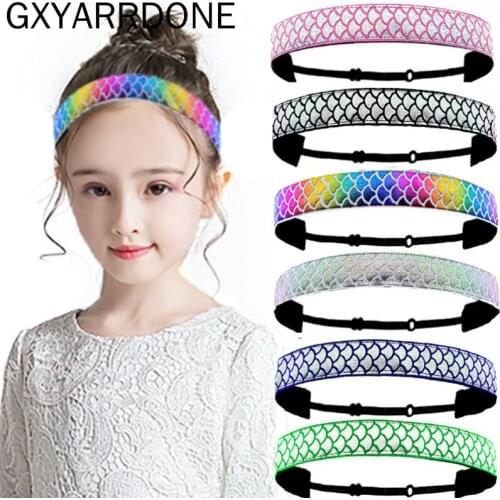Baby Girl Adjusted Mermaid Elastic Headband Non Slip Stretch Velvet Fabric for Tween Teens Kids Workout Fashion Hair Accessories