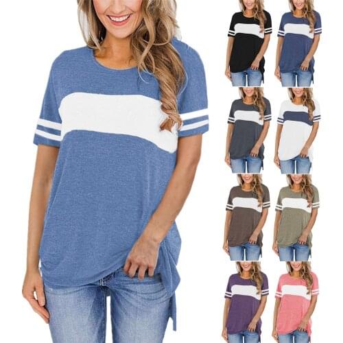 T Shirt "women 2021 New Oversized spring/summer Hot Style Pure Color Round Collar Short Sleeve Splice Split T-shirt LDM20210106