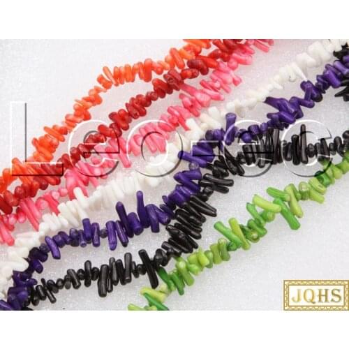 JQHS 4X10mm white pink purple black green red Orange coral branch loose Strand ForJewelry Making 15" V1220