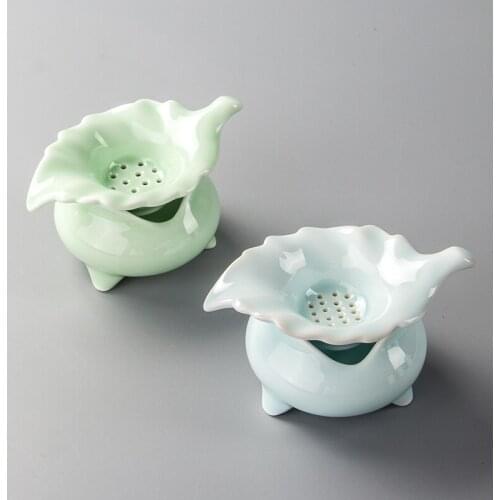 Ceramic Tea Drain Filter Tea Strainer Kung Fu Tea Set Maple Leaf Shape Filter Celadon Tea Drain Teaware Teapot Accessory