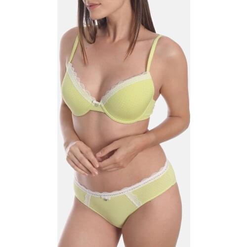 Mierside Bras For Women Fashion Green White Dot Steel Ring Underwear Set Lace Briefs Set Sexy Lingerie Set