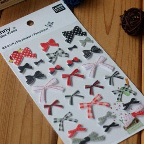 Korea Funny Scrapbooking Non-woven Fabrics Sticker Bowknot Stationery DIY Craft Decoration Home Supplies Suatelier Stickers