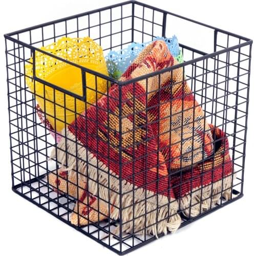 Iron Grid Wire Basket Square Model Metal Storage Container WD-104