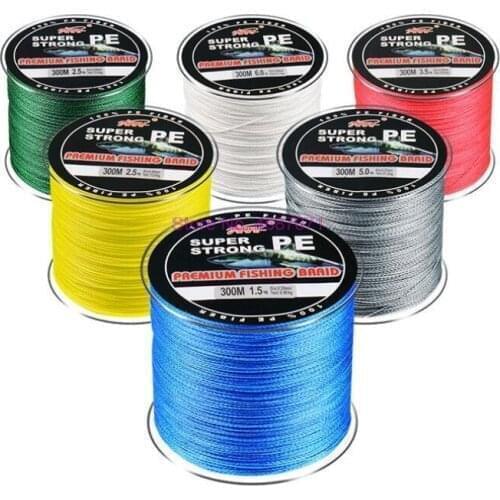 By DHL 20pcs 300M PE Braided Fishing Line 4 Strands 8 10 20 30 40 60LB Multifilament Fishing Line