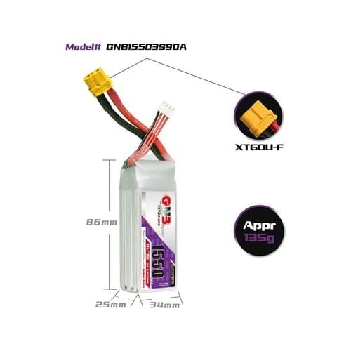 GAONENG GNB 1550mAh 3S 11.1V Lipo Battery XT60 Plug for RC Racing FPV Drone FPV Remote Control Car Model Lithium Battery
