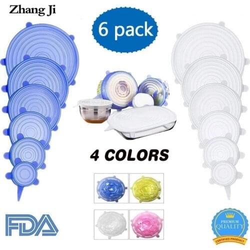 ZhangJi 6 Pcs/set Silicone food cover Stretch Reusable Universal Silicone Lids for Bowls Pots Microwave Kitchen Accessories
