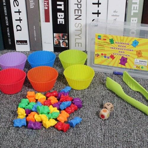 A Set Of Childrens 36 Counting Bears With 6 Cups Early Educational Toy Sets Brain Game Development Count Toy For Baby Kids