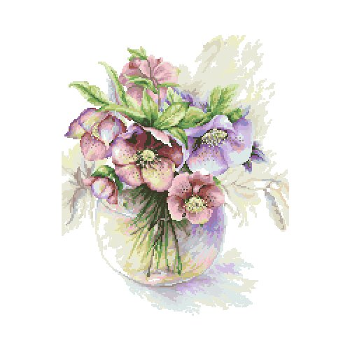 Coricamo 8793 - Lilac vase flower 39-46 Cross Stitch Set DIY Kit Embroidery Needlework Craft Packages Cotton Fabric Floss