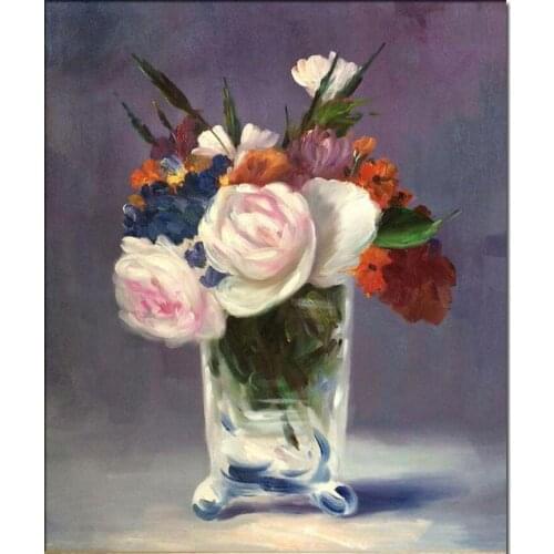 Wall Decor Floral Art Abstract Paintings For Kitchen Dining Room Flower In Vase Hand Painted Modern Artwork Oil On Canvas Gift