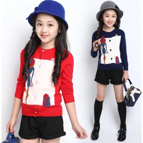 New 2019 Autumn Children Clothing Kids Girls Clothes Fashionable Style Outerwear Cardigan Girls Sweater Age 3-16T