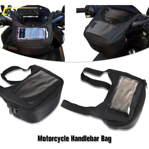 2021 NEW Black Motorcycle Fork Bag Waterproof Motorbike Handlebar Saddle Bag Front Storage Tool Pouch Multi-functional Waist Bag