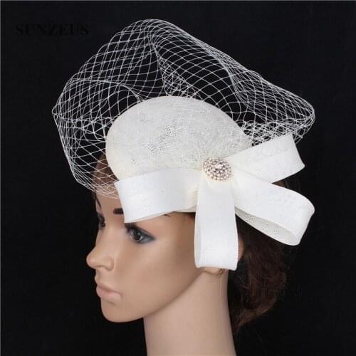 Charming Small Hats with Face Veil Bridal Hair Accessories Ladies Black Wedding Hats chapeau voilette mariage SH89