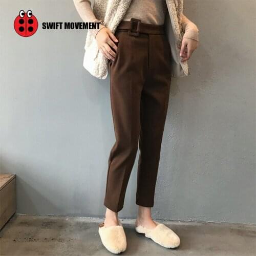 Swiftmovement Autumn Woolen cloth pants women High waist Casual Straight clothing woman 2020 fashion pants