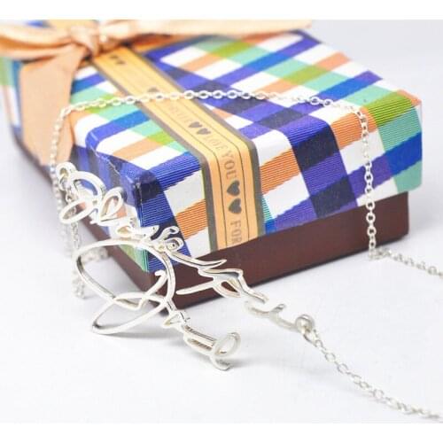 Signature Cut Out Necklace Solid Silver Nameplate Necklace Custom Jewelry In Memory