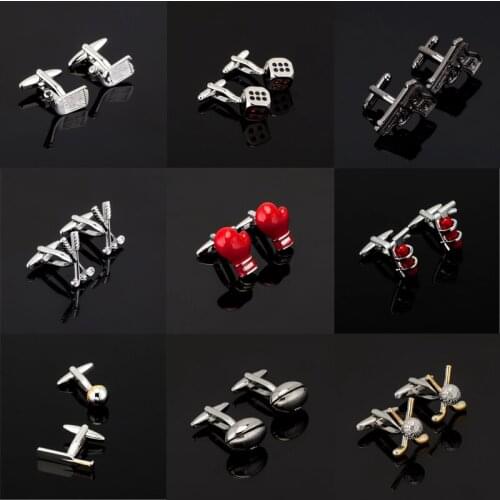 Luxury Fashion 18 Designs Vintage sports cufflinks for mens Brand cuff buttons cuff links High Quality Jewelry