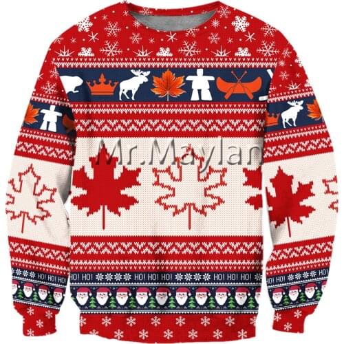 Christmas Canada Maple Leaf 3D Jacket Men/Women Harajuku Hoodie Unisex Casual Streetwear Sweatshirt Pullover Sudadera Hombre