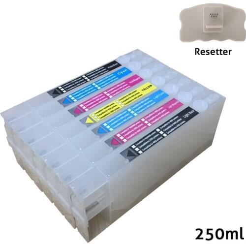 T5441-T5447 Refillable ink cartridges for Epson 7600 9600 printer with chips and one chip resetter