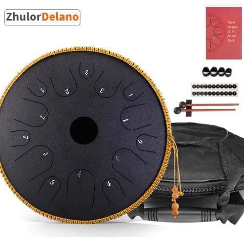 14Inches Pan-style Steel Tongue Lotus Drum 14Notes Yoga Meditation Relax Percussion Musical Instrument with Padded Travel Bag