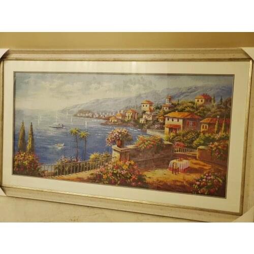 Seaside View, Super Big, Cotton Floss, Cotton aida ,Branded Needles, Advanced 532x270 stitch,106x58cm,Cotton Cross Stitch Kits