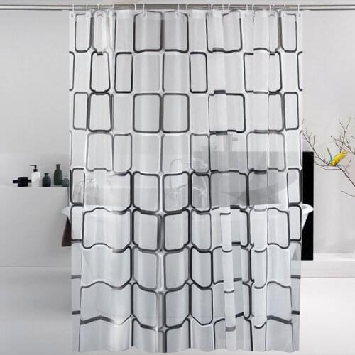 Shower Curtain Waterproof Mildew Proof PEVA Bath Curtains Translucent Modern Square Plaid Toilet Curtain Bathroom Decoration