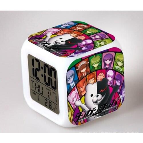 Japanese Anime Danganronpa Dangan Ronpa 7 Color Change Digital Alarm Clock 8cm