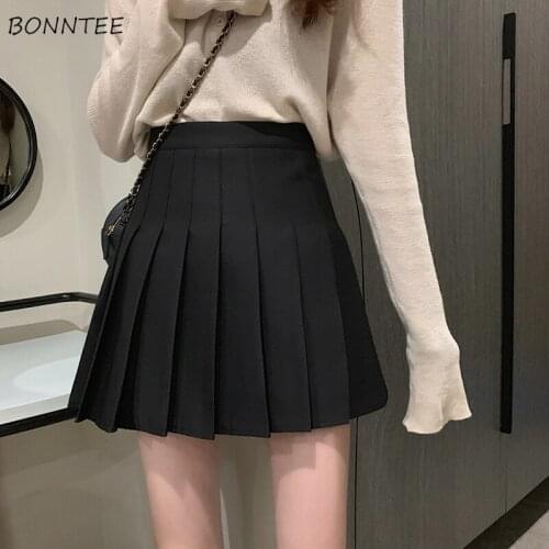 Skirts Womens 3 Colors Summer Folds All-match A-line Solid Mini Casual 2021 Japanese Style Trendy Students Simple Elegant Girls